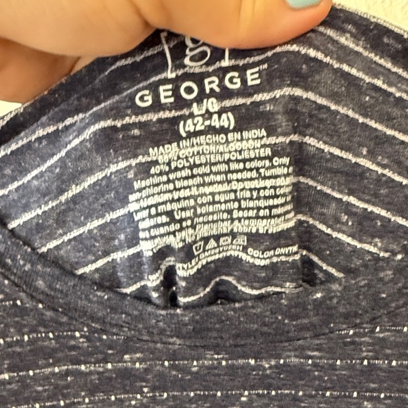 George Dark Blue Striped Tee NWT men’s Lg - Picture 7 of 7